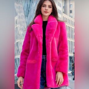 Vibrant Pink Faux Fur Coat
